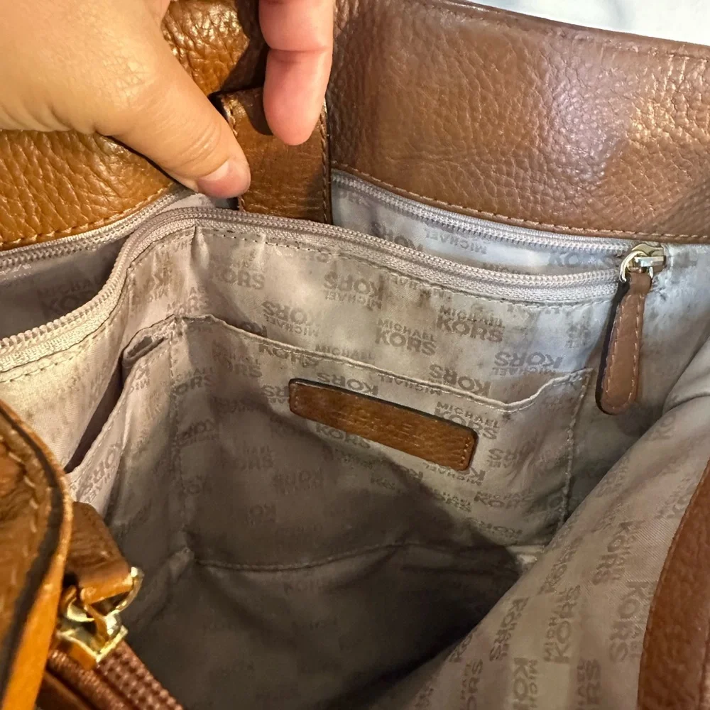 Michael Kors Hamilton Vintage Y2K Brown Leather large Satchel Bag